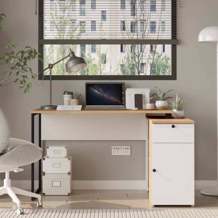 Hanah Home Nor1-Sw Escritorio de Estudio Natural y Blanco